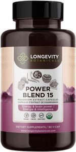 15 Mushroom Supplement Blend - Mushroom Complex Capsules - Promotes a Balanced Immune System, Mental Clarity, Focus and Relaxation - 90 Count - Longevity Botanicals