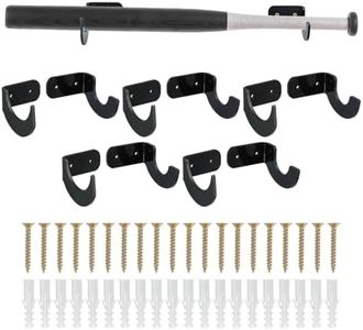 uxcell Acrylic Baseball Bat Holder Wall Mount, 5 Sets Baseball Bat Horizontal Rack Hanger, Black Baseball Bat Display for Softball, Baseball, Hockey Stick