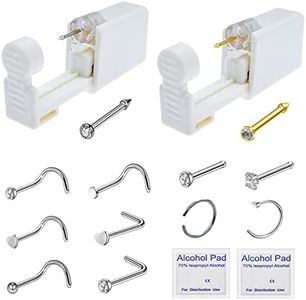 Nose Piercing Gun - 2 Pack Safety Disposable Nose Percinging Kit with 10 Pcs Nose Rings Stud Self Piercings Kits