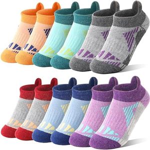 Sandsuced Kids Merino Wool Ankle Socks Girls Boys Thermal Winter Hiking Athletic Cozy Warm Thick Cushion Running No Show Gift Socks 6 Pairs Stocking Stuffers(Assorted,8-12 Years)