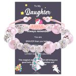 BOCHOI Preschool Graduation Gifts for Daughter Teen Girls Birthday Gifts For Girls Pearl and Rhinestone Balls Bracelet for Daughter Back to Bracelets for Granddaughter Friend with Gift Card on Birthday the First Day of School