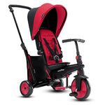 smarTrike STR3 Folding Toddler Tricycle with Stroller Certification for 1,2,3 Year Old - 6 in 1 Multi-Stage Trike, Red