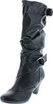 Forever Link Maggie-39 Women's Fashion Low Heel Zipper Slouchy Mid-Calf Boots Shoes,Black,8.5