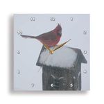 3dRose dpp_12336_1 Wall Clock, Red Bird on a Birdhouse, 10 by 10Inch