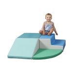 Factory Direct Partners Safe Soft Foam Green Toddler Playtime Corner Climber for Crawling and Sliding (3 Piece Set)