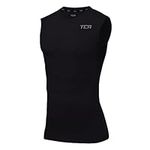 TCA Men's HyperFusion Compression Shirt Base Layer Workout Training Running Gym Compression Vest Under Shirt - Compression Vest Men, Compression Tops for Men, Compression Shirt Men - Black, M