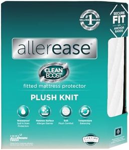 Aller-Ease AllerEase Clean Boost Plush Knit Mattress Protector, Queen, White