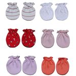 Baby Eli Cotton Newborn Mittens (Picot Wrist) Set of 6 for Baby Boys & Girls | Soft and Cozy Infant Mittens| Unisex Mittens Newborns 0-6 Months | Assorted Baby Gloves for Newborn Babies