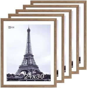 VCK 24x30 Poster Frame 5 Pack, Brown Walnut Wood Picture Frame, Exclusive Wood Grain, Wall Mounting Hanging