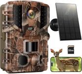 Solareye Trail Camera WiFi Solar Powered, 2.7K 48MP Game Camera with Night Vision Motion Activated with 32GB Micro SD Card, IP66 Waterproof 120° Detection Angle 0.2s Trigger 850nm Low Glow Infrared