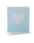 UK Greetings Engagement Card for Him/Her/Friend - Silver Foil Heart Design, silver|white|blue|grey, 137mm x 159mm