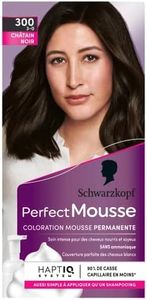 Schwarzkopf - Perfect Mousse - Coloration Cheveux - Mousse Permanente sans Ammoniaque - Masque Soin 96 % d'ingrédients d'origine naturelle - Châtain Noir 300