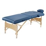 GreenLife® Basic™ 28 Inches Width Height Adjustable Portable 2 Fold Massage Reiki Facial Table Bed with Free Carrying Bag & Head Rest & Arm Rests (All Included, Blue)