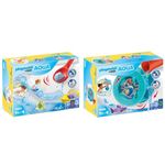Playmobil 1.2.3 AQUA 70637 Water Slide with Sea Animals, Bath Toy for Toddlers & 1.2.3 AQUA 70636 Water Wheel with Baby Shark, Bath Toy for Toddlers