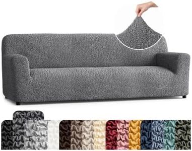 PAULATO BY GA.I.CO. Sofa Slipcover - Stretch Couch Cover - Stylish Cushion Sofa Cover - Soft Fabric Slip Cover - 1-Piece Form Fit Washable Protector for Pet - Microfibra Collection - Dark Grey
