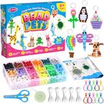 Funtopia Pony Beads, Create Your Own Bead Pets, Colorful Kandi Beads for Bracelets, Big Beads for Hair Braiding, DIY Jewelry and Crafts for Kids, Beginners and Adults (1500 Beads, 30 Designs)