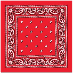 LM 12Pcs Bandanas 100% Cotton Paisley Print Head Wrap Scarf Wristband (Red)