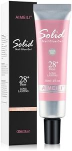 AIMEILI Hema Free Solid Nail Glue Gel for False Nail Tips Fake Nails, Cruelty Free, Vegan, Strong Adhesion Nail Gel Glue
