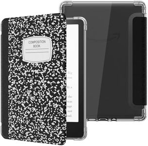 MoKo Case for 6.8" Kindle Paperwhite 11th Generation 2021&Kindle Paperwhite Signature Edition, Ultra Clear Soft Flexible Transparent TPU Back Cover Light Shell with Auto Wake/Sleep, Notebook Black