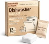Dishwasher Cleaner Tablets, Deep Cleaning Formula, Removes Limescale & Grease,12 Count, Fragrance-Free, Plastic-Free, Effervescent Grease Cutting Formula