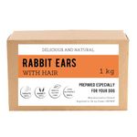 Caiwo 1kg Rabbits Ears With Hair for Dogs, Natural Dog Treats, Hairy Rabbit Ears for Dogs, Dog Chews, Gentle on Digestion Dental Hygiene Support (1000g)