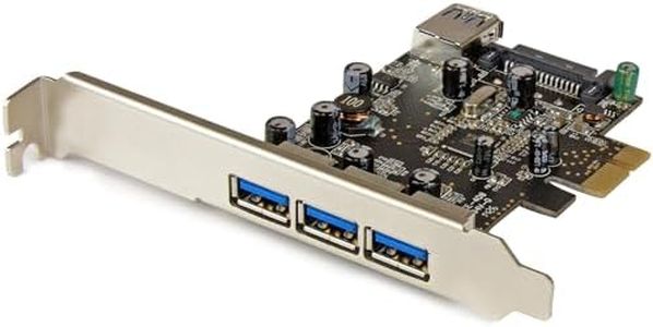 StarTech.com 4 Port PCI Express USB 3.0 Card - 3 External and 1 Internal - Native OS Support in Windows 8 and 7 - Standard and Low-Profile (PEXUSB3S42)