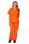 Women's Scrub Set - Medical Scrub Top and Pant, Mandarin Orange, X-Large