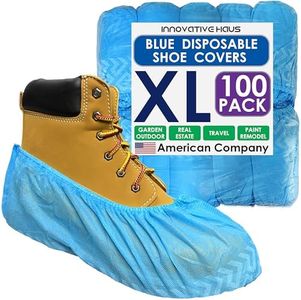 Innovative Haus Blue Indoor Shoe Covers Disposable Non Slip Boot & Shoe Covers - Disposable Booties for Shoe Covers, Shoe Covers for Indoors Reusable, Treads, Water Resistant - 100 Pack, XL