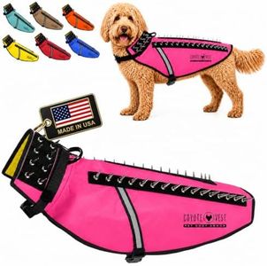 CoyoteVest Dog Harness Protection Vest, Reflective Dog Accessories with Spikes to Shield Your Pet from Raptor and Animal Attacks, Proudly Made in America (Large, Pink)