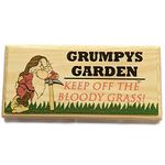 Grumpys Garden Sign, Keep Off The Bloody Grass Plaque, Funny Grumpy Grandad Gifts, Grandads Shed Sign