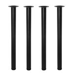 MEETWARM 28 Inch Tall Height Adjustable Metal Office Table Legs, 50mm Diameter, Kitchen Dinner Desk Furniture Leg Set, Set of 4 (Black)