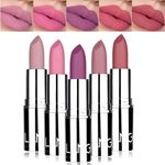 5 Color Nude Matte Lipstick Set, Pink Velvet Lip Gloss Set, Waterproof Natural Lipsticks for Women Long Lasting Non-stick Cup High Pigmented Smooth Lip Stain Makeup Gift Sets