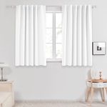 Deconovo Short Curtains for Kitchen Back Tab/Rod Pocket - (White, 52x54 Inch, 2 Panels), White Window Treatments Draperies for Bedroom