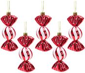 Christmas Concepts® Pack of 5-110mm Large Sweet Shaped Baubles - Shiny & Glitter Decorated - Christmas Baubles (Red)