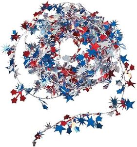 Patriotic Wire Star Garland for Fourth of July Party Decor (9 Feet Long)