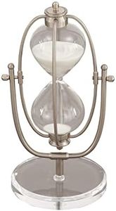 Deco 79 Glam Glass Timer, Acrylic Hourglass Sand Timer with Swiveling Iron Cage, 6" L x 6" W x 12" H, Silver