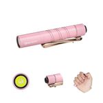 OLIGHT I3T 2 EOS 200 Lumens Mini Flashlight, Small Pocket EDC Flashlight with AAA Battery, Dual-Output Slim Tail Switch Light for Camping and Hiking(Sweet Pink)