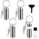 BELLE VOUS Silver Cremation/Funeral Keepsake Pendant (4 Pack) - 4.9cm / 1.93 inches - Aluminium Alloy Angel Wing Urn for Ashes - Jewellery Vial for Memorial Keychains/Necklaces