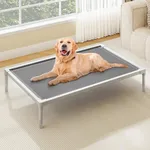 YITAHOME Cooling Elevated Dog Bed, Chew Proof Raised Pet Cot with Aluminum Frame, Breathable Textilene Mesh, Enclosed Edges, Non-Slip Feet, Durable Dog Bed for Indoors & Outdoors, Grey, 49 Inch