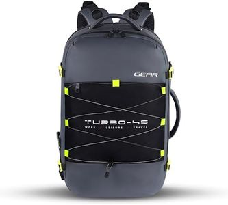 Gear Turbo 21"/45L Large Water Resistant Anti theft Laptop Backpack with Raincover | Backpack | Daypack |Briefcase | Travel Bag For Men/Women (Black - Grey)