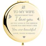 Gifts for Wife - I Love You Wife Gift Gold Compact Mirror - Romantic Gifts for Her Birthday, Wedding Anniversary, Valentines Day, Mothers Day, or Christm