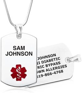 Divoti Custom Engraved Stainless Steel Medical Alert ID Necklace | Personalized Lobster Clasp with Snake chain | Stylish, Durable & Heavy Duty Construction | Comfortable Fit for Daily Wear — 28/TP Red