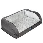 Serta Orthopedic Quilted Couch Dog Bed for Pets – Slate Gray (Large)