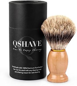 QSHAVE 100% Best Original Pure Badger Hair Shaving Brush Handmade. Real Wood Base. Perfect for Wet Shave, Safety Razor, Double Edge Razor