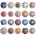 GlobeeCraft Vintage Hand Painted Ceramic Knobs and Handles. Knobs Drawer Knobs, Cabinets, Kitchen Door - Multicolor, Unique Design Set of 20 Pieces Door knobs