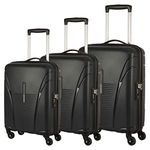 American Tourister Ivy 4 Wheel Spinner Polypropylene (Pp) 3 Pc Set Black Hard Trolley Bag with TSA Lock Small, Medium & Large (55Cm + 68 Cm + 77Cm)