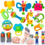 CYZAM Baby Rattle Toy & Baby Rattle Sock Wrist Set, 14PCS Infant Toys 3-6 Months Baby Boy Girl Gift, Baby Toys 6 to 12 Months, Baby Newborn Toy Sensory Toy 0-3 Months