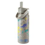 tiddlers & nippers Stainless Steel Vacuum Insulated Double Wall Kids Reusable Water Bottle with Leak Proof Straw 500ml | Keeps Cool for 24hrs & Warm for 10hrs + (Dinky Dinos)