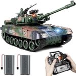 Supdex 1:18 RC Tank, 2.4Ghz RUS T-90 Remote Control Tank Model Toys, Battle Army Tank 15 Channel with Smoke, Light Sound, Volume Switch, Military Toy for Adults and Kids That Shoots BBS, Water Bombs