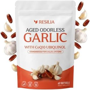 Resilia Odorless Aged Garlic Extract 600 mg softgels with CoQ10 Ubiquinol and Vitamin K2 (as MK-7), 20-Month Matured Garlic, 180 Softgel (Pack 3)